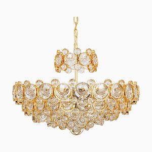 Large Gilt Brass Chandelier attributed to Sciolari for Palwa, Germany, 1970s