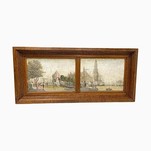 Artista olandese, Stampa ottica con miniatura, Amsterdam, XVIII secolo, Acquaforte, Incorniciato