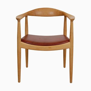 The Chair in Lacquered Oak and Anilin Leather by Hans Wegner for PP Møbler, 2000s