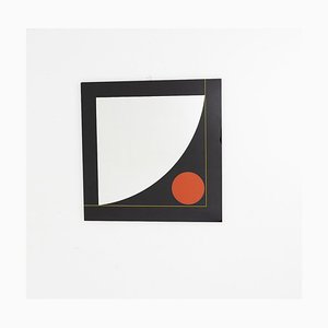 Quadratischer Spiegel mit Siebdruck, 1970er