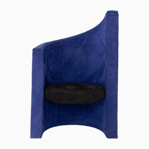 Blue and Black Velvet Armchair, 1970s