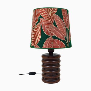Mid-Century Swedish Table Lamp in Turned Wood Base by Östen Kristiansson, 1970s