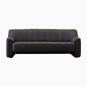 Model 44 Three-Seater Sofa in Black Leather from De Sede, 1970s