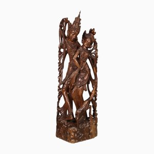 Große Figurative Skulptur, Indonesischer Künstler, 1980, Holz