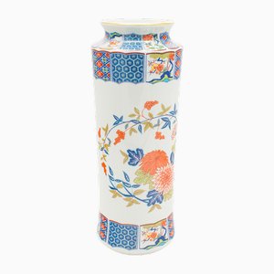 Chinesische Vintage Art Deco Revival Vase aus Keramik mit Blumenärmeln, 1980er