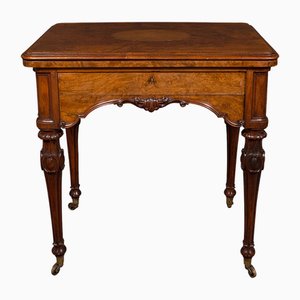 Victorian English Walnut Gentlemans Card Table by James Phillips, 1840s
