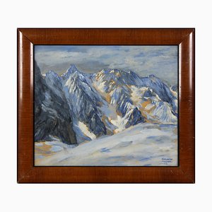 Adalbert Holzer, Wettersteinkam: Das Blau der Berge, 1923, Acuarela