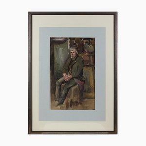 Otto von Faber Du Faur, Homme assis dans l'atelier, Aquarelle