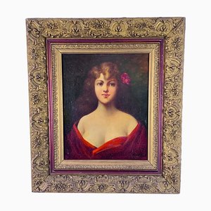 Henri Rolland, Portrait of a Woman, 19th Century, Oil on Panel, Framed