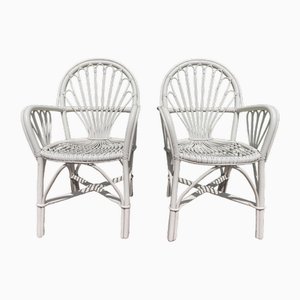 Poltrone vintage in vimini, 1970, set di 2