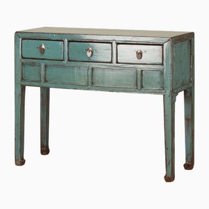 Blue Lacquer Console Table with Drawers, 1920s