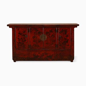 Credenza decorativa laccata rossa, fine XIX secolo