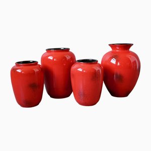Große Rote Vasen von Schmider Zell, 1960er, 4er Set