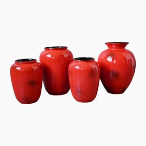 Large Red Vases from Schmider Zell, 1960s, Set of 4