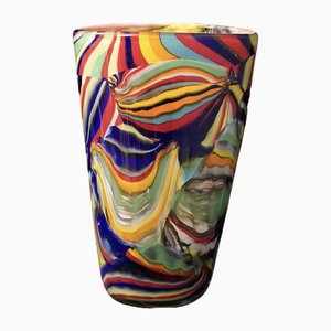 Runde Mehrfarbige Italienische Murano Murrine Vase, 1980er