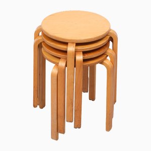 Taburetes apilables Frosta vintage de madera curvada de Alvar Aalto para Ikea, años 90. Juego de 4