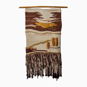 Brown Textured Macrame Wall Tapestry, Spain, 1970s