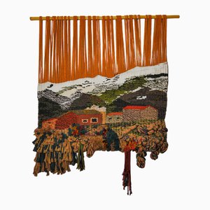 Textured Macrame Wall Tapestry of Catalan Landscape, Spain, 1970s