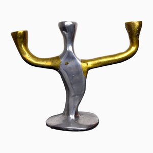 Brutalist 3 Armed Candlestick by David Marshall, Spain, 1970s