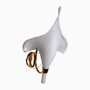 Lampada da parete Calla Lily in vetro di Murano, Italia, 1970