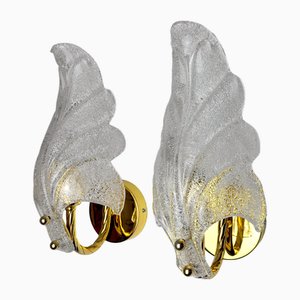 Leaf Sconces attributed to Carl Fagerlund in Murano Glass, Germany, 1970s, Set of 2