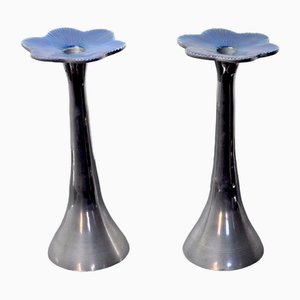 Brutalist Floral Candlesticks attributed to David Marshall, Spain, 1980s, Set of 2