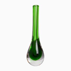 Grüne Soliflor Sommerso Vase von Seguso, Murano, Italien, 1970er