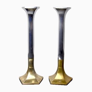Brutalist Candlesticks attributed to David Marshall, Spain, 1980s, Set of 2