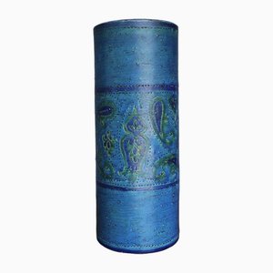 Italienische blaue Rimini Keramik Vase von Aldo Londi für Bitossi, 1960er