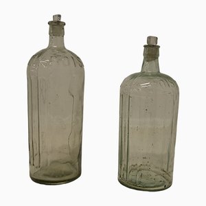 Botellas de veneno de farmacia grandes de vidrio transparente, siglo XIX, Unkns. Juego de 2