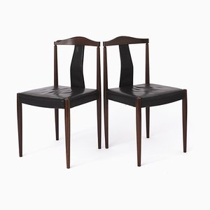 Vintage Rosewood and Leather Dining Chairs, 1960s, Set of 4