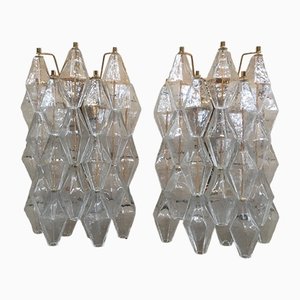 Murano Glass Poliedri Sconces with Gold 24 Karat Metal Frame from Simoeng, Set of 2