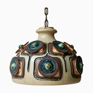 Danish Ceramic Pendant Lamp by Jette Helleroe for Axella, 1970s