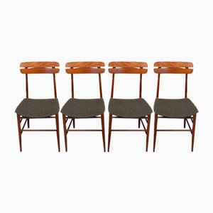 Vintage Scandinavian Style Dining Chairs in Teak and Fabric, 1950s, Set of 4