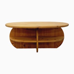 Vintage Modernist Oval Coffee Table in Pine, 1970s