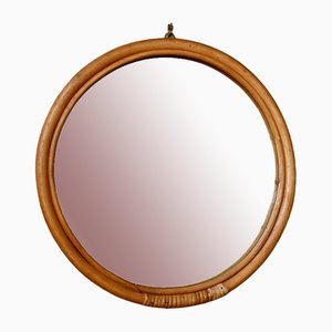 Specchio vintage in vimini, anni '70