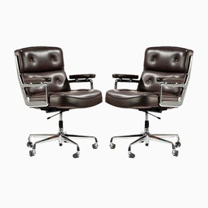 ES104 Time Life Lobby Chair in Dark Chocolate Brown Leather by Eames for Vitra, 2000s