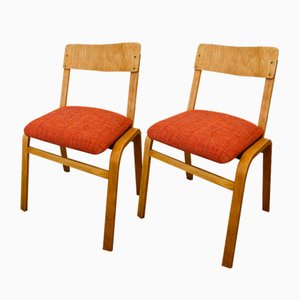 Wooden School Chairs by Ton, 1980s, Set of 2