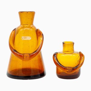 Glass People Decanters by Erik Höglund for Boda, Sweden, 1950s, Set of 2