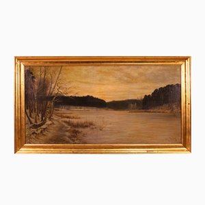 Franz Bombach, Landschaft, 1900, Öl auf Leinwand, Gerahmt