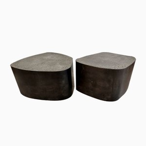 French Tables Steel and Concrete Side Tables by Stéphane Ducatteau, 2008, Set of 2