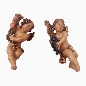 Angels or Cherubs in Wood, Set of 2