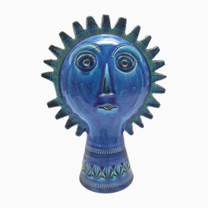 Postmoderner Rimini Keramikkopf mit blauer Sohle von Aldo Londi für Bitossi, Sardinien, Italien, 1970er