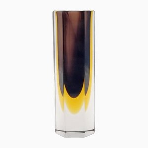 Mid-Century Faceted Sommerso Glass Vase attributed to Flavio Poli for Alessandro Mandruzzato, Italy, 1960s