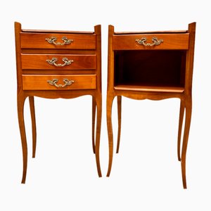 French Cherry You and Me Nightstands with Drawers and Open Shelf, 1960s, Set of 2