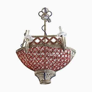 Boat Shape Four-Light Chandelier with Polychrome beading