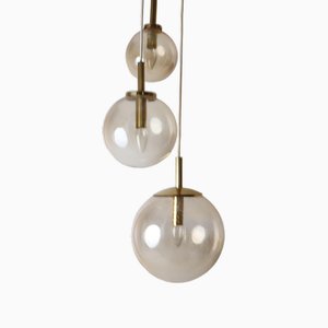 Large Three Cascade Glass Balls Hanging Lamp from Glashütte Limburg