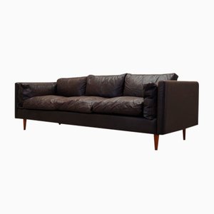 Danish Brown Leather Sofa, 1960s