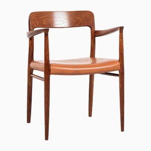 Mid-Century Danish Chair Model 56 in Teak and Leather attributed to Niels Otto Møller, 1960s