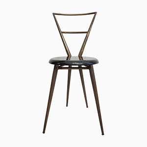Kleiner Messing Stuhl im Stil von Gio Ponti und Giulio Minoletti, Italien, 1950er